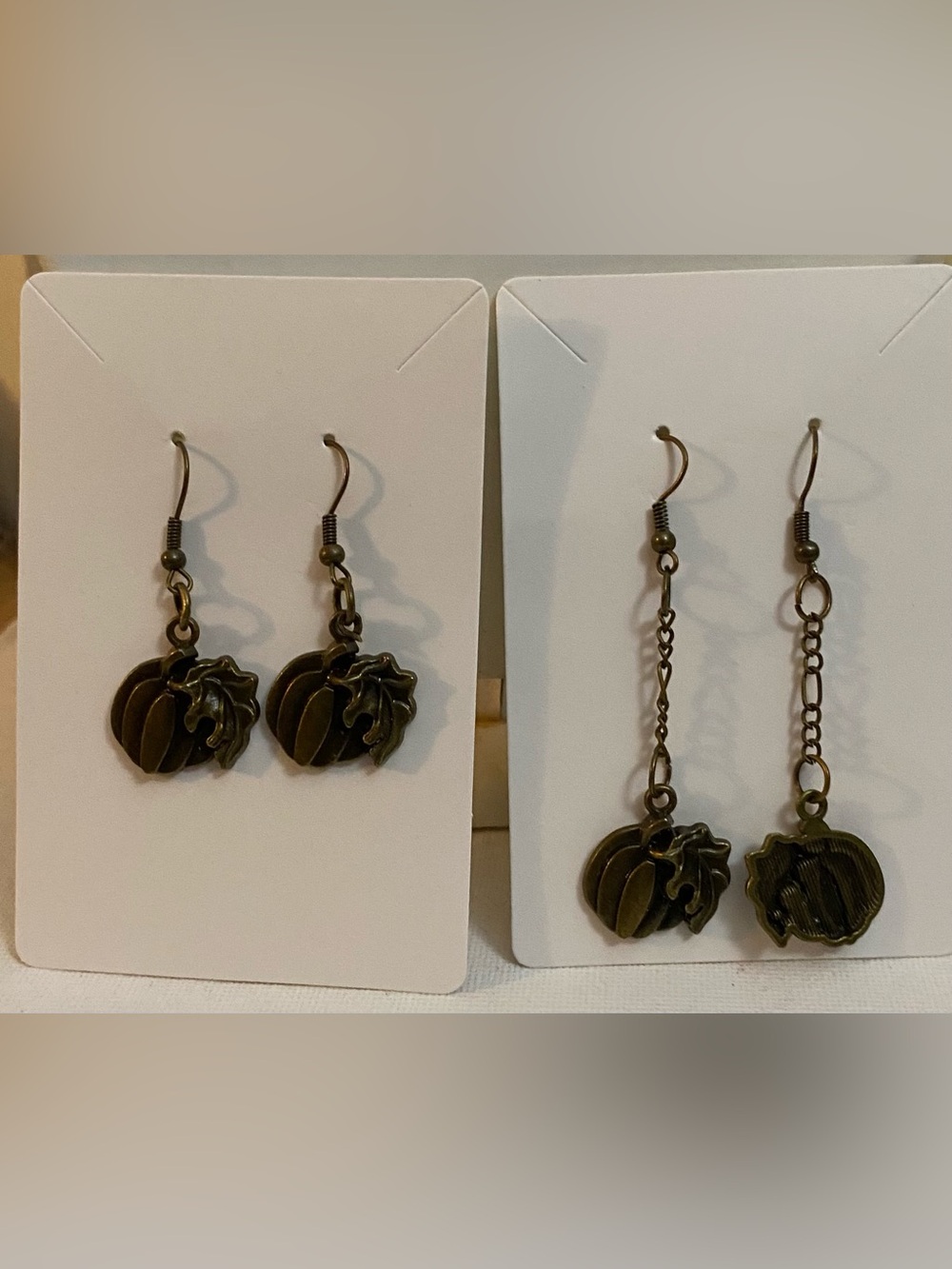 NEW Brass pumpkin charms and solid brass ear wires